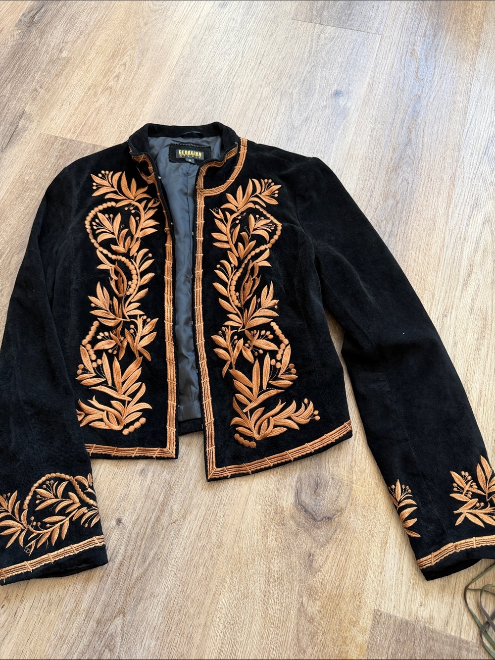 Vintage Jacket with Embroidered Floral Trim